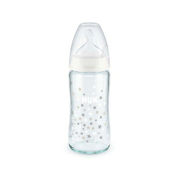 NUK（ヌーク） プレミアムチョイスほ乳びん(ガラス製)/240ml/適温目盛付き スターズ白【送料無料　沖縄・一部地域を除く】