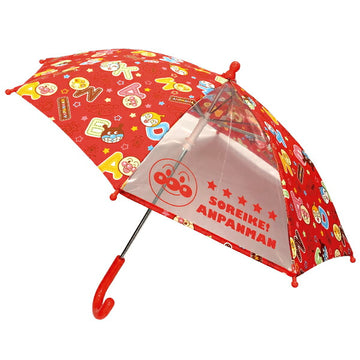 アンパンマン 手開き傘 40cm アルファベット/レッド　子供用雨傘　キッズアンブレラ 森本産業【ラッピング不可商品】【送料無料　沖縄・一部地域を除く】