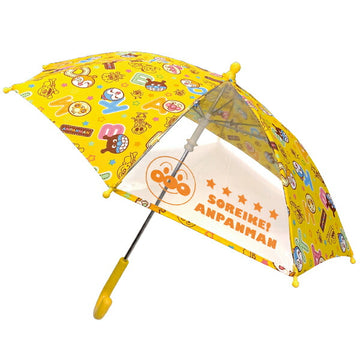 アンパンマン 手開き傘 40cm アルファベット/イエロー　子供用雨傘　キッズアンブレラ 森本産業【ラッピング不可商品】【送料無料　沖縄・一部地域を除く】
