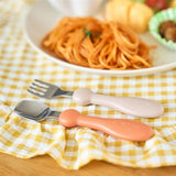 じぶんでぱくぱく フォーク＆スプーン　プチ　カバー付 テラコッタ ケイジェイシー EDISONmama【ゆうパケット送料無料】