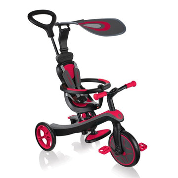 グロッバー エクスプローラー トライク 4in1 レッド GLOBBER 【三輪車 3輪車 キックバイク ベビーカー 押手棒 押し手 舵取り かじ取り サンシェード】【ラッピング不可商品】【送料無料 沖縄・一部地域を除く】