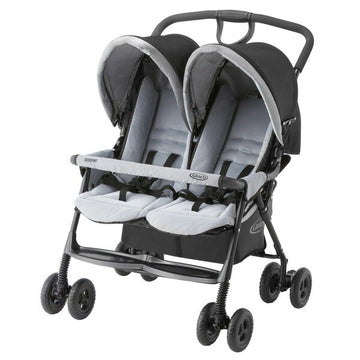 グレコ　デュオスポーツ ジェミニブラック GRACO　二人乗りベビーカー (背面タイプ) 専用レインカバー付【P/N】【送料無料　沖縄・一部地域を除く】