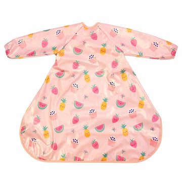 ビベッタ ワイプイージー カバーオール 長袖ビブ ピンク ヤミートリート Bibetta コントリビュート 防水 離乳食 エプロン お食事 長袖 ビブ スリーブ付き【メール便送料無料】